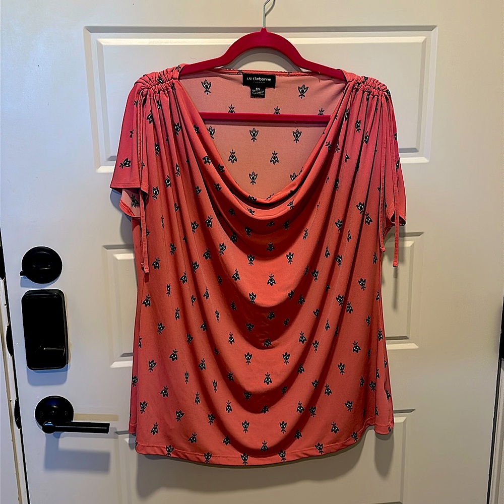 Liz Claiborne Coral Top with Floral Print